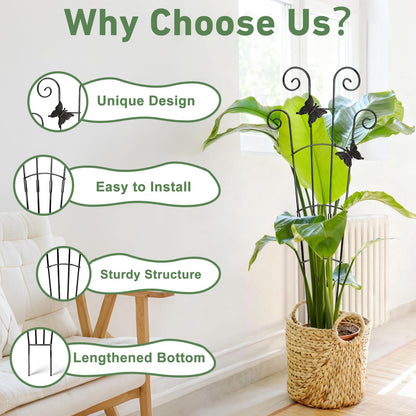 Xeeol 30'' Larger Plant Trellis Indoor, Expandable House Plant Climbing Support, Metal Trellis for Climbing Plants Indoor for Monstera Hoya Pothos, 2P