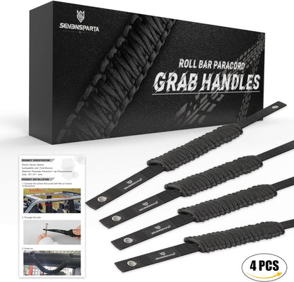 SEVEN SPARTA 4 Pack Roll Bar Grab Handles Compatible With Ford Bronco 2021-2024 2/4 Door, Paracord Grip Handle, Interior Accessories (Not Compatible With Bronco Sport)