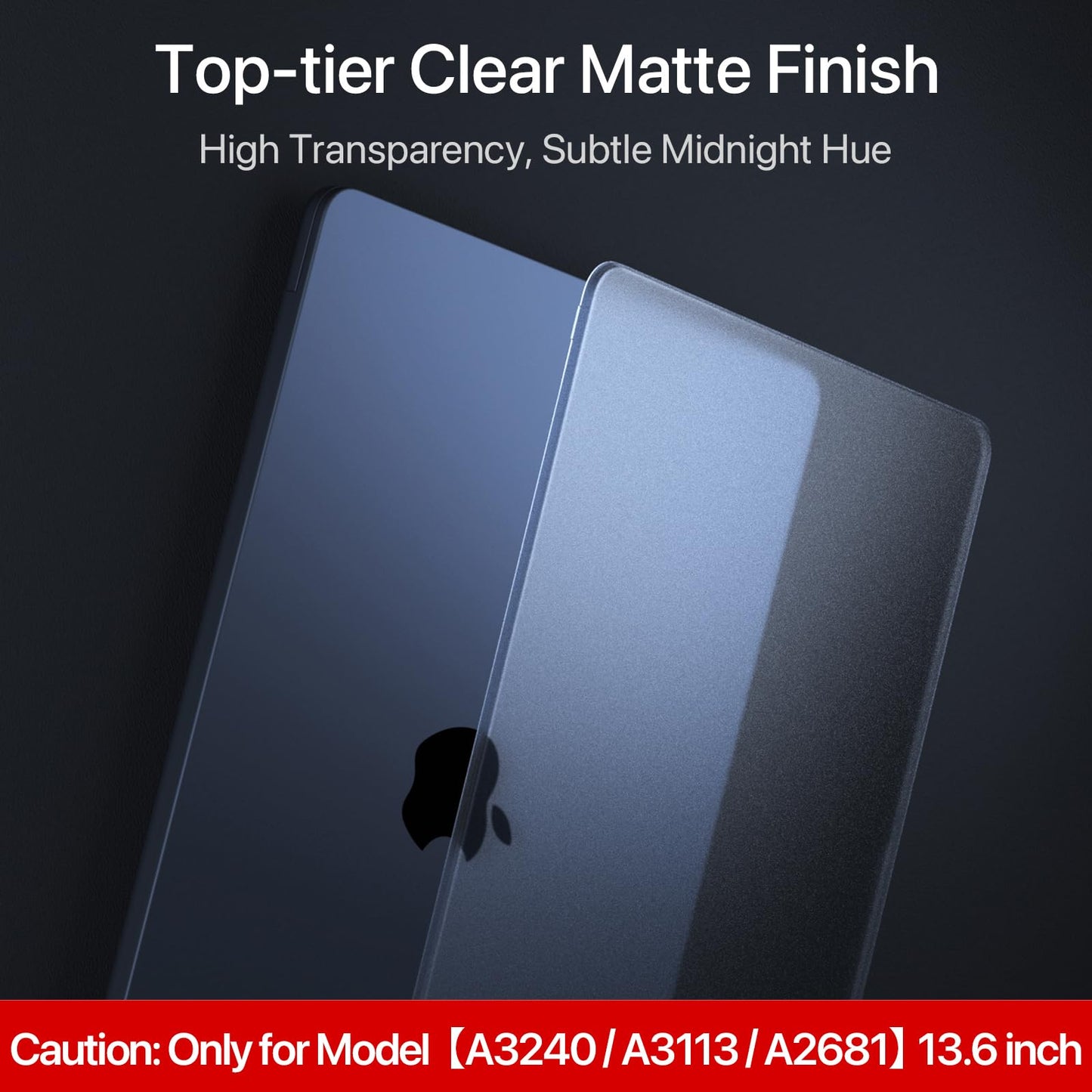 Compatible for MacBook Air 13.6 inch Case M4 M3 M2 2025 2024-2022 Release Model A3240 A3113 A2681, Sturdy Protective Hard Shell Case Cover for MacBook Air M2 13 inch - Midnight Clear