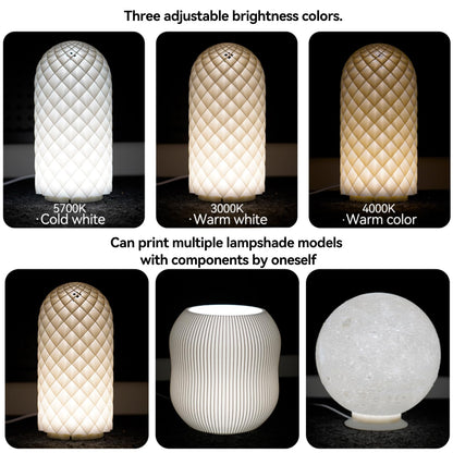 BambooSegD 3PCS LED Lamp Kit 001 Three Colors for Bambu Lab H2D/X1/P1P/A1 mini Makerworld for anycubic Makeronline 3D Printer Light DIY Hardware Model Spare Parts 5V USB Powered, 3000K Warm Light