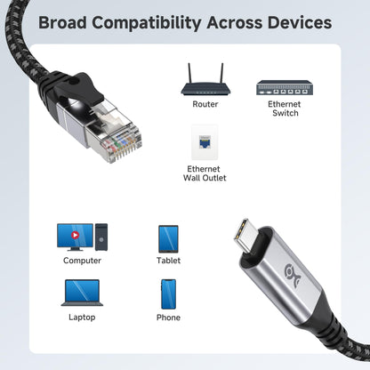Cable Matters Plug & Play USB C to Gigabit Ethernet Cable - 1.8m / 6ft, Direct USB-C to Ethernet Connection, Thunderbolt 4/5 Compatible, Ideal for MacBooks, Laptops, and USB4 Devices