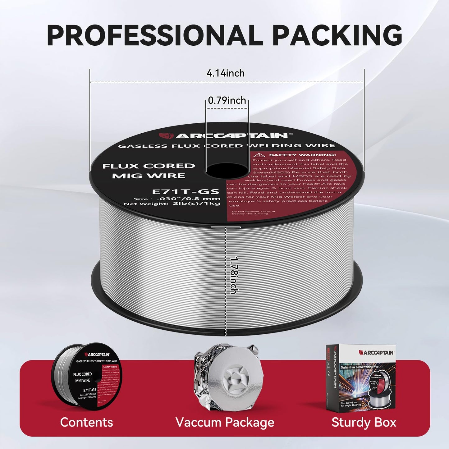 ARCCAPTAIN Flux Core Welding Wire, E71T-GS Spool Gasless Mild Carbon Steel Mig Welding Wire (0.030 Inch 2LB)