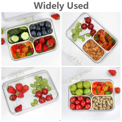 Small Snackle Box Container, Divided Serving Tray with Lid, 4 Compartment Snack Box Container for Candy, Fruits, Charcuterie, Travel & Parties, BPA-Free