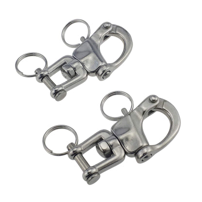 Pair of 3-1/2 inch Jaw Swivel Snap Shackle 316 Stainless Steel for Sailboat Spinnaker Halyard