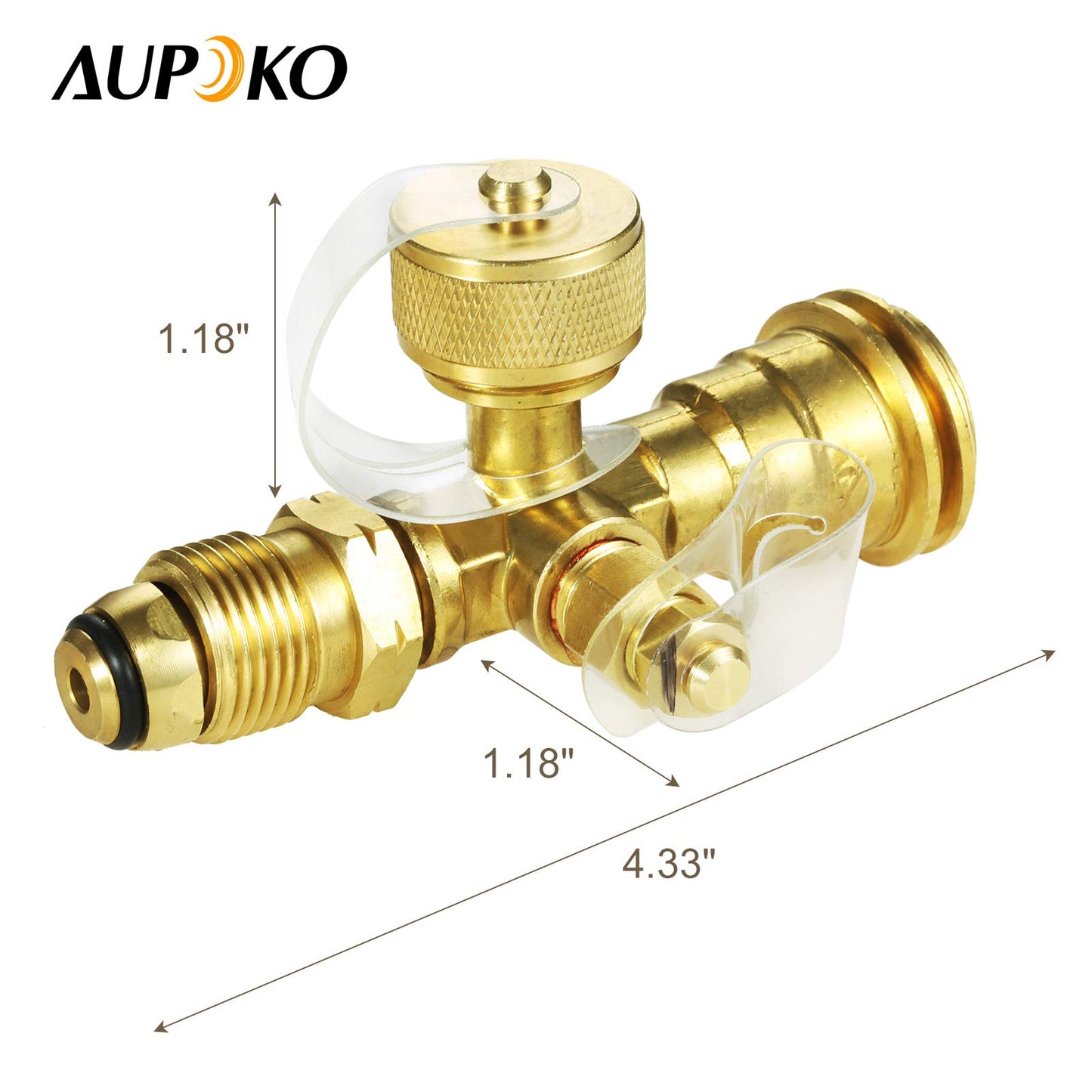 Aupoko 4 Port Propane Tee Adapter, Propane Cylinder Brass Tee Adapter Fitting for Motorhomes Tank RV Camping