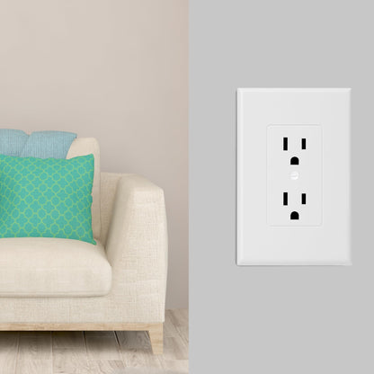 Bates Choice Duplex Wall Plate, 10 Pack, White, 3.18 inches (W) x 4.98 inches (H), Wall Plates, Wall Outlet Cover