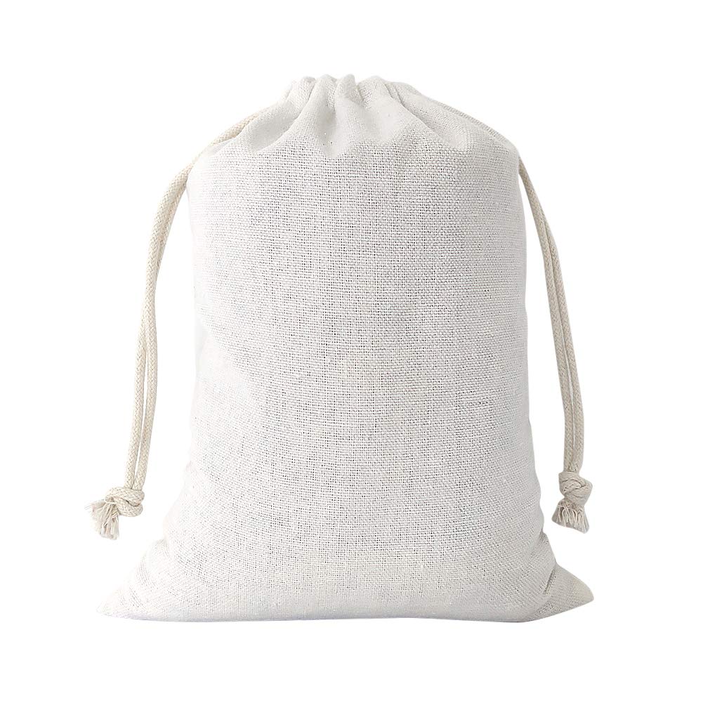 SumDirect 20Pcs Cotton Muslin Bags,White Large lightweight Gift Bags Breathable Pouches with Drawstring Reusable Packing Storage Bags for Wedding, Party, Birthday (15x20cm)