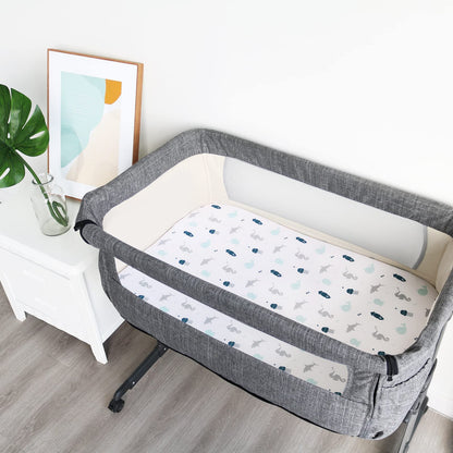 Bassinet Fitted Sheet(33" x 20"), Bassinet Sheets 4 Pack, Compatible with Most Bedside Sleeper Bassinet, Bassinet Sheets with Ultra Soft Microfiber Surface, Grey