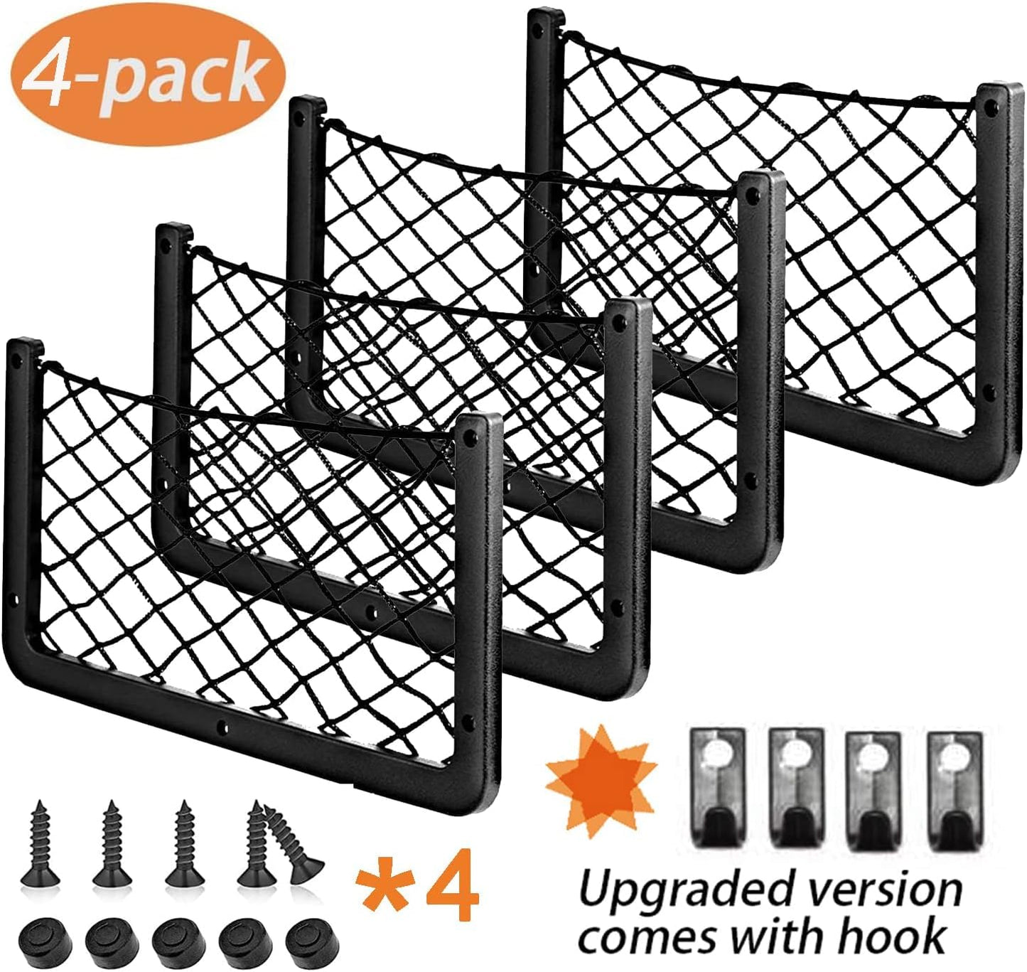 4 Pcs Storage Nets for Campervans, Elastic Trunk Storage Bag with Plastic Frame,Van Motorhome Caravan Boat Car Storage Solutions Accessories for Storing Phone/Water Bottle/Toiletry, 14 * 7.3in