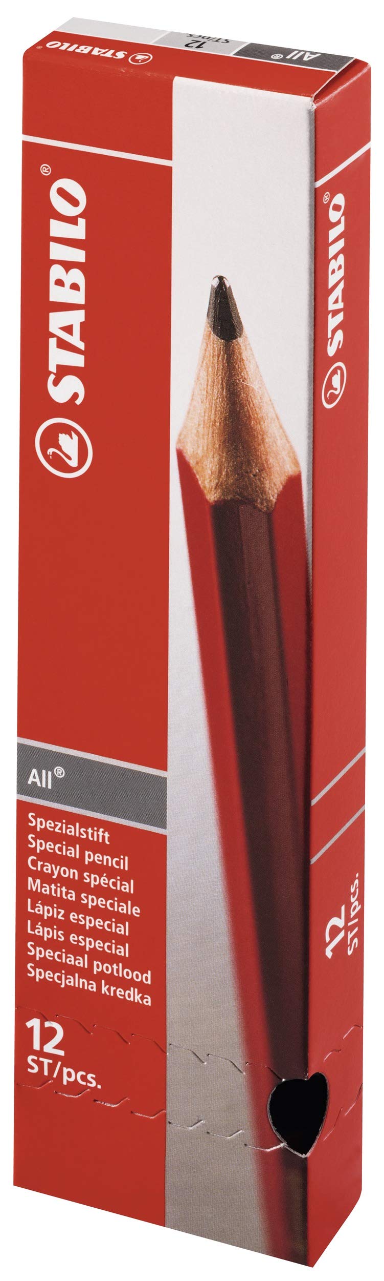 Stabilo 8052 All Coloured Pencil Crayons for Almost All Surfaces, 3.3 mm, White, Pack of 12
