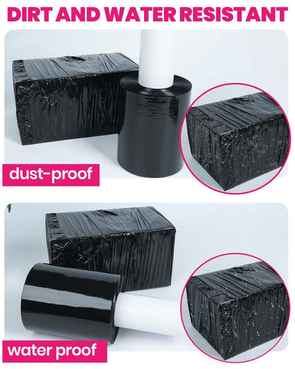 ADHES Mini Black Stretch Wrap with Handle, 5" x 1000ft Shrink Wrap Roll, 60 Gauge Heavy Duty Pallet Wrap Film, Self-Adhering Plastic Stretch Film for Moving & Storage Supplies