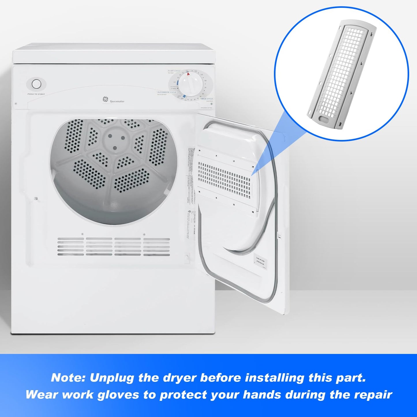 WE22X35337 Dryer Lint Screen Cover Grid Compatible with Washer |dryer lint trap dryer | dryer lint filter housing