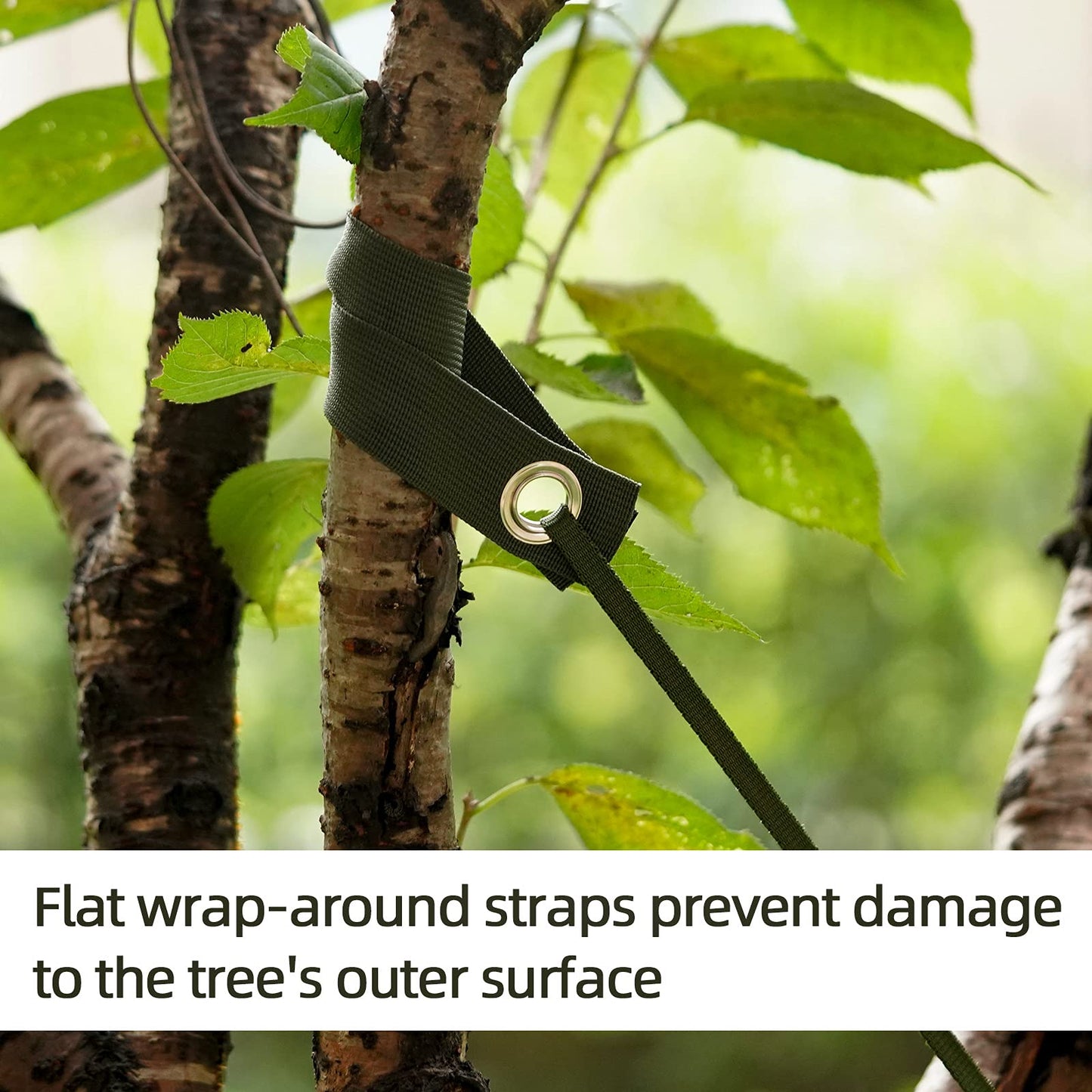 Shitailu Professional Tree Stake Kits for 2 Trees- 6pcs 15.7 Inch Tree Straps + 65.6 Feet Strong Rope for Plant Fix Straight Healthy Growth,Green