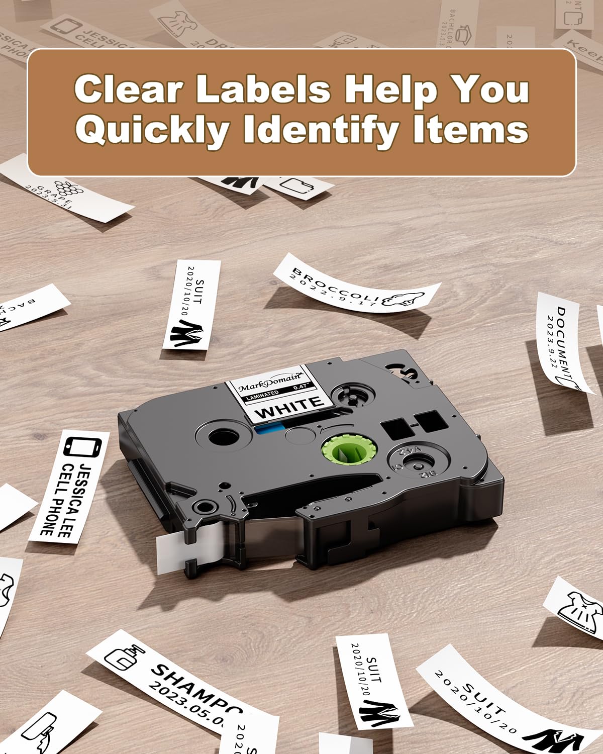 TZe-231 Laminated White Replacement for Brother Label Maker Tape 12mm P Touch TZe TZ Tape 0.47 Inch 12mm for PTH100 PTH110 PTD200 PTD210 PTD400AD PTD600 PT-1290, 5-Pack
