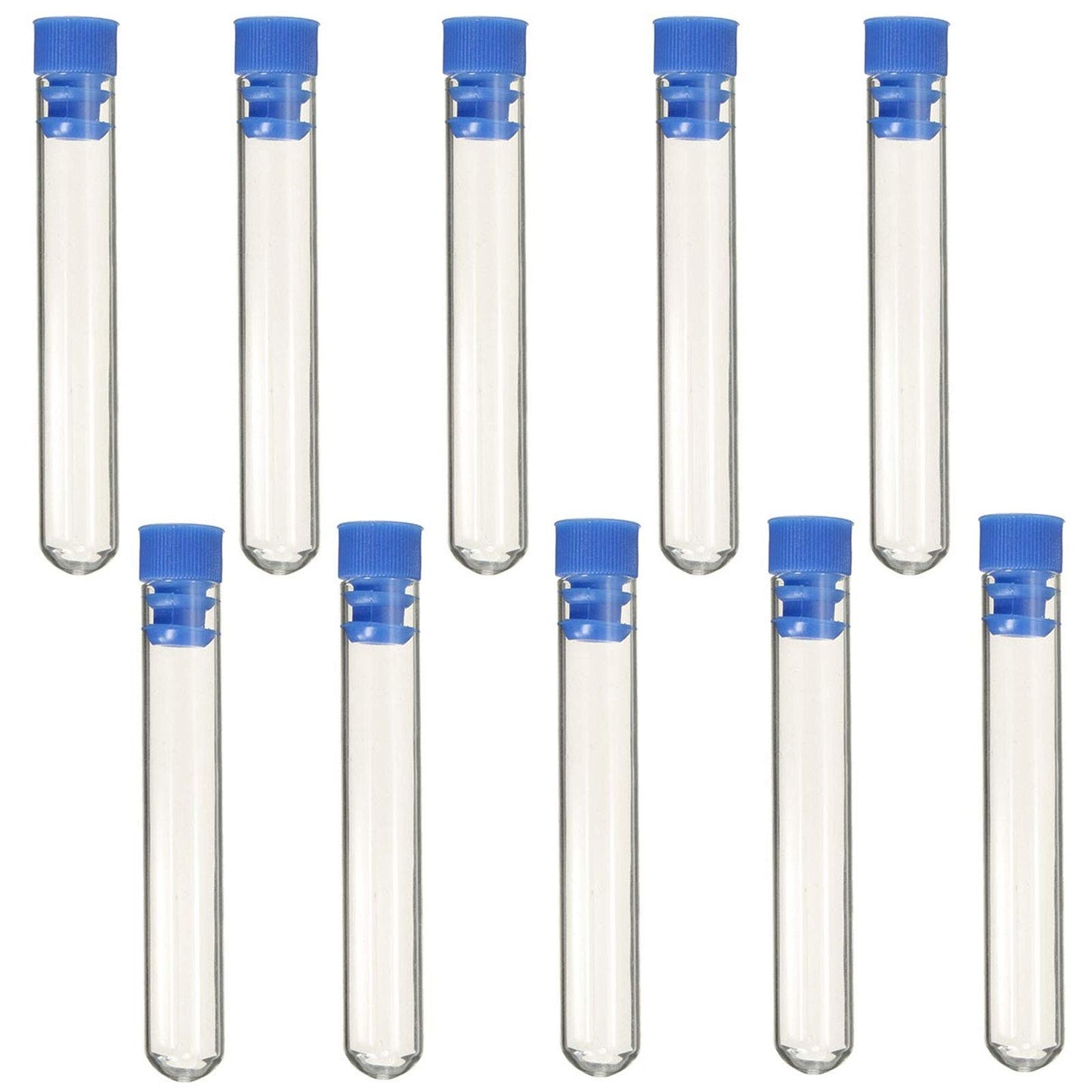 50Pcs Clear Plastic Test Tubes with Rack,16 x 100mm Vial Tube with Caps and 50 Holes Tubes Rack for Jewelry Seed Beads Powder Spice Liquid Experiment Party Decor