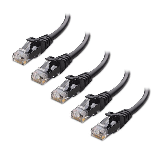Cable Matters 5-Pack Snagless Cat6 Ethernet Cable 7ft (Cat6 Cable/Cat 6 Cable) in Black 7 Feet - Available 1FT - 10FT in Length