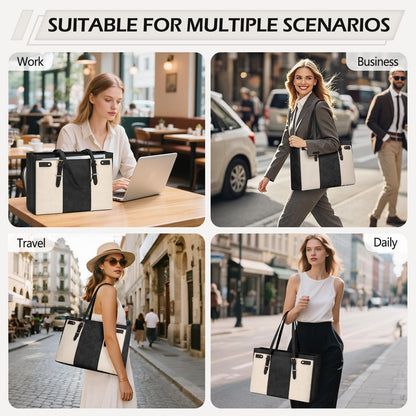 RAINSMORE Laptop Bags for Women 15.6 Inch Leather Work Tote Bags Womens Laptop Purse Waterproof Professional Laptop Briefcase for Office Computer Bag Women Travel Handbag Shoulder Bag