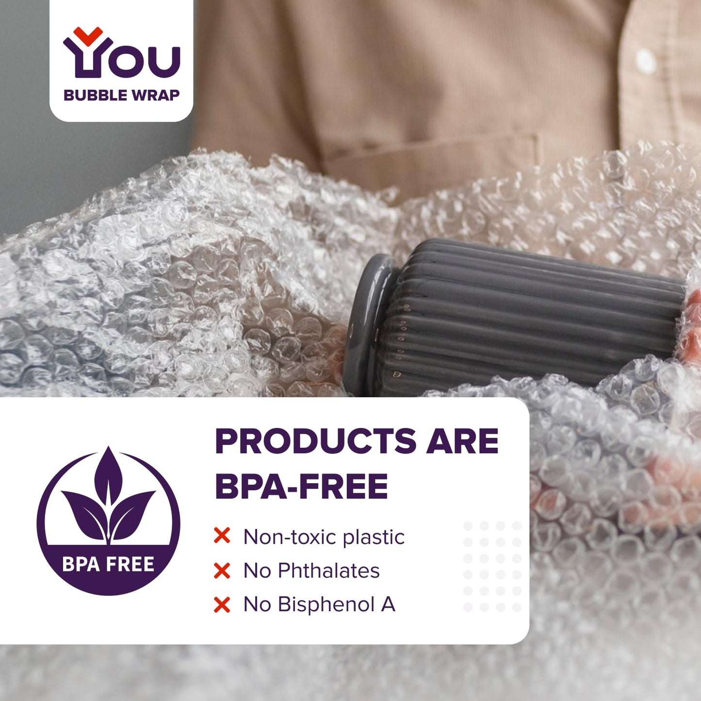 YOU Bubble Wrap Cushioning Rolls for Moving and Packing | Moving Supplies | Air Wrap | MADE in CANADA | 12 Inch x 72 Feet total | Perf every 12 inch | Papier bulle pour emballage | Small Bubble 3/16 |