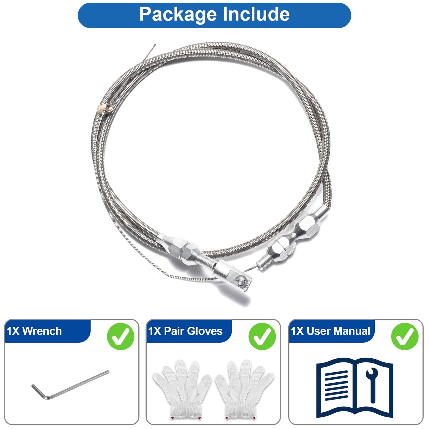 Spurtar 36" Braided Throttle Cable Kit, Compatible with 97-07 Chevrolet/Chevy LS1 Engine 4.8L 5.3L 5.7L 6.0L, 36in Accelerator Throttle Cable Repair Kit Stainless Steel Swap Fuel Line