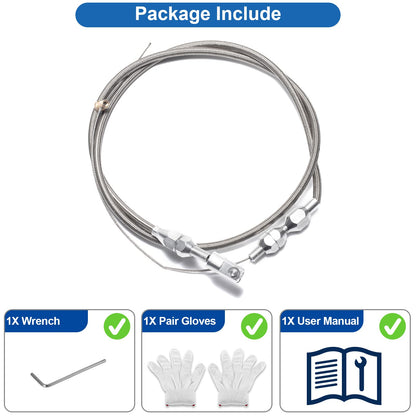 Spurtar 36" Braided Throttle Cable Kit, Compatible with 97-07 Chevrolet/Chevy LS1 Engine 4.8L 5.3L 5.7L 6.0L, 36in Accelerator Throttle Cable Repair Kit Stainless Steel Swap Fuel Line