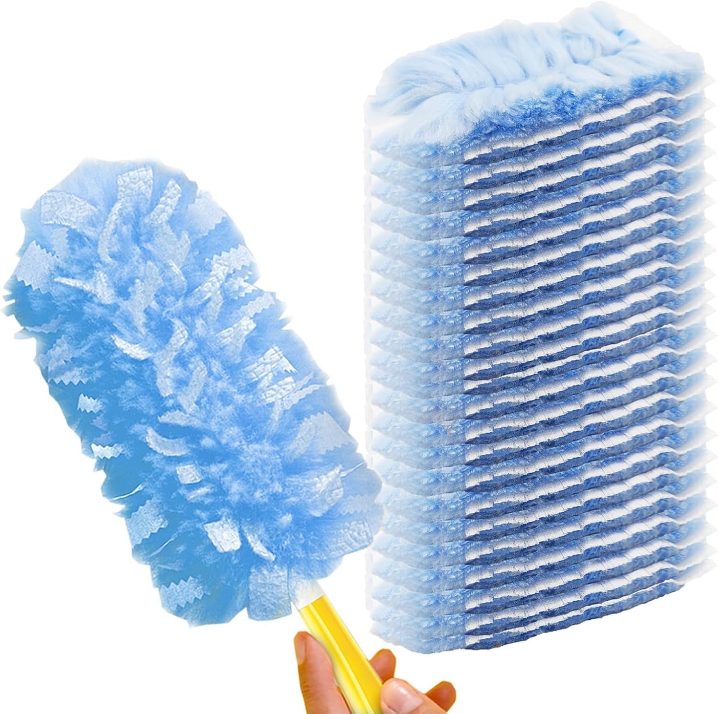 32 Pack Disposable Duster Refills for Swiffer,360°Heavy Duty Microfiber Duster Kit with 1 Handle,Multi-Surface Duster Refills for Furniture, Blinds, Ceiling Fans Cleaning