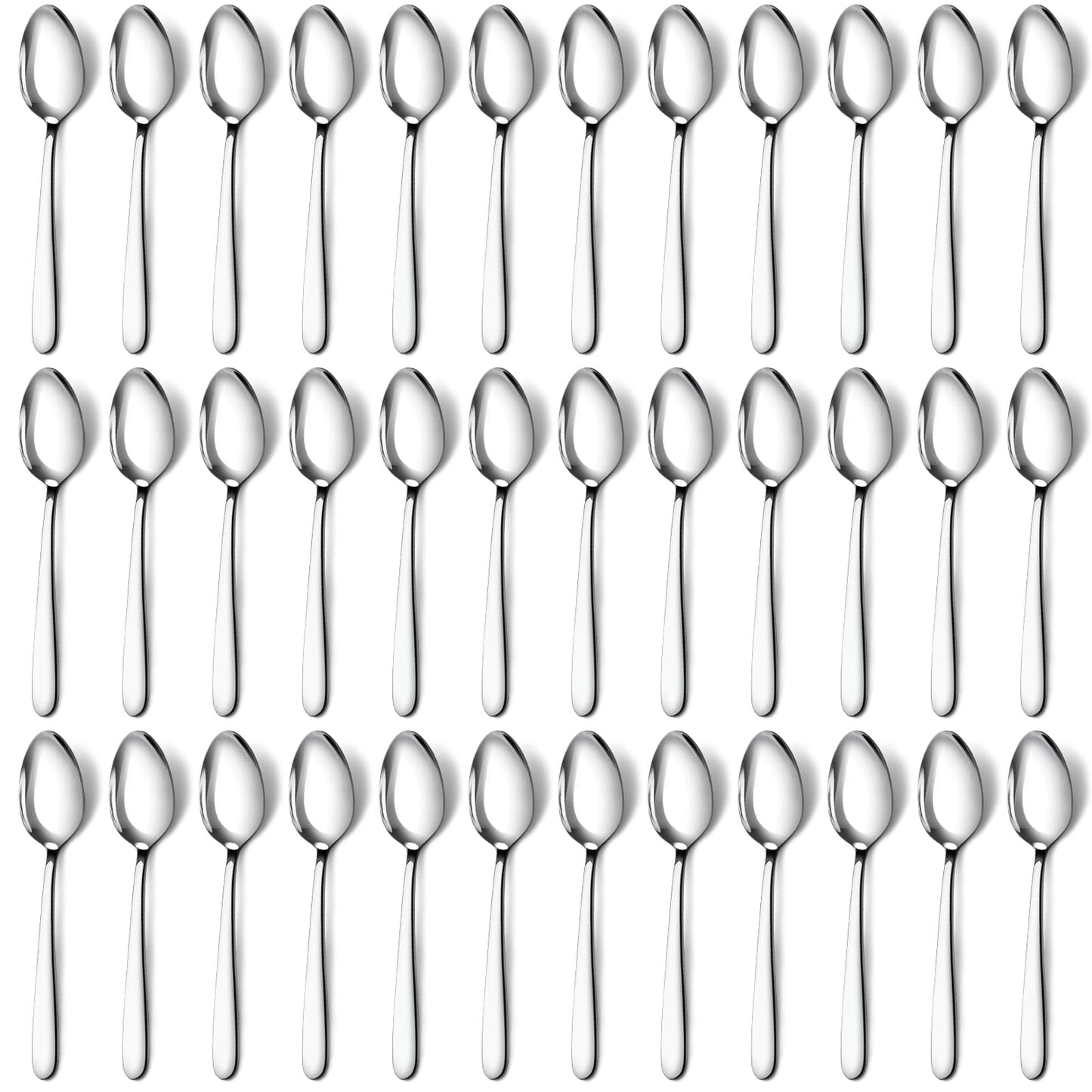 Pleafind 36-Pcs Dinner Spoon Set, 7.4 Inch Silverware, Stainless Steel, Silver, Mirror Polished Tablespoon for Home, Restaurant, Dishwasher Safe