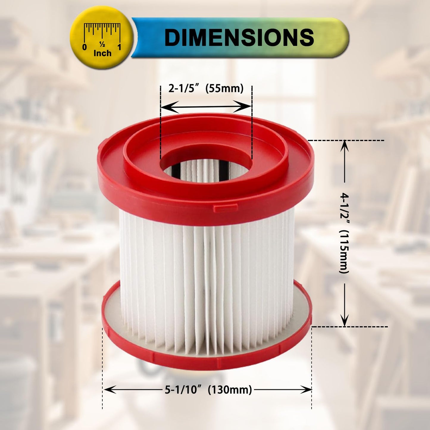 3 Pack 49-90-1900 HEPA Filter Replacement for Milwaukee Vacuum filter M18, compatible with Milwaukee Wet/Dry Vacs M18 2 Gallon (0880-20), M12 FUEL 1.6 Gallon (0960-20), M18 FUEL PACKOUT (0970-20)