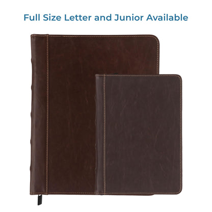 Samsill Vintage Junior Hardback 3 Ring Zipper Binder, Professional Planner Organizer, 1-Inch Capacity, Faux Leather with Contrast Stitching, Brown, 9.25 x 7.5 Inches