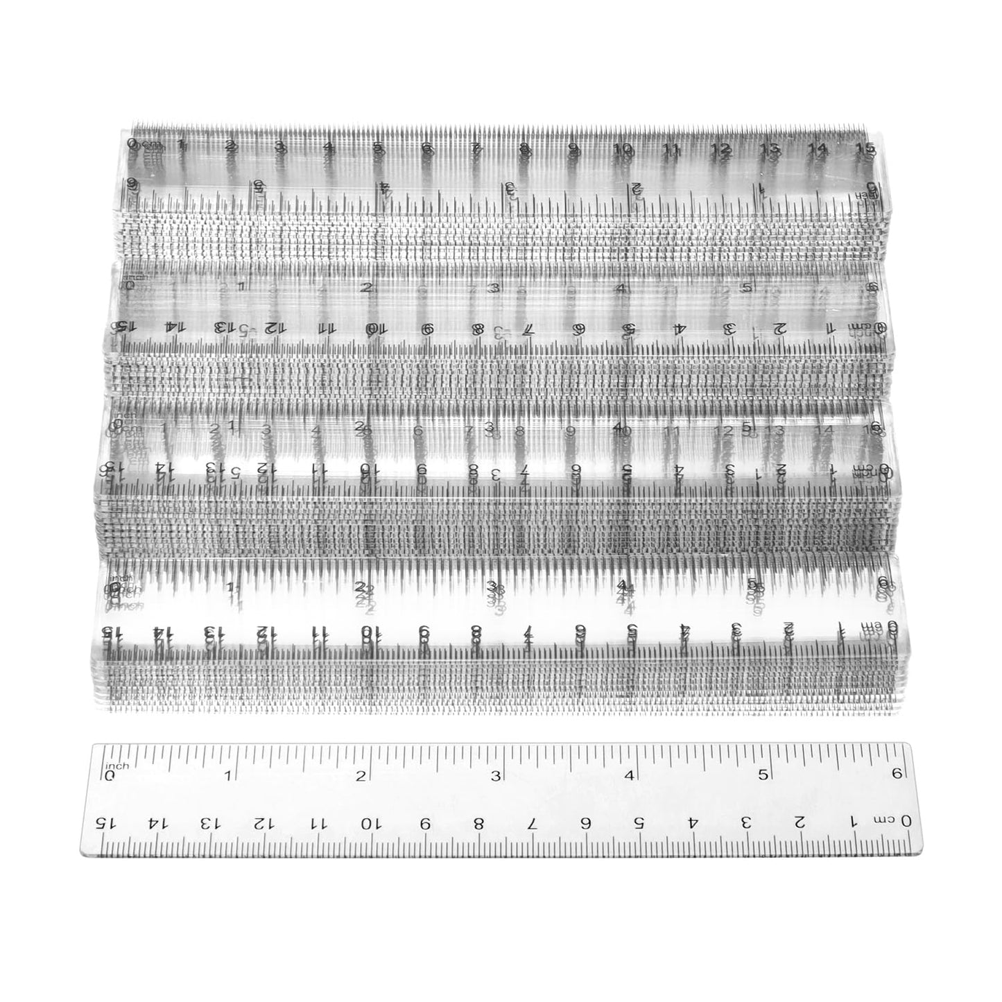 QWORK 6 Inch Rulers Bulk Clear Plastic Flexible Rulers with Inches and Centimeters, 100 Pcs Anti-Break Small Straight Ruler, School Office Supplies