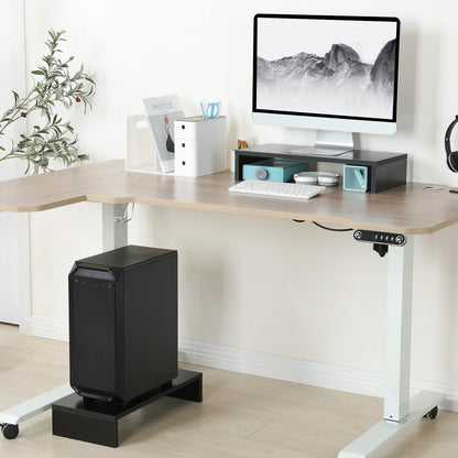 20 inch Monitor Stand Riser, Wood Monitor Stand for Desk, TV/Screen/PC/Printer/Laptop Riser, Computer Stand with Keyboard Organizer, Black Desktop Stand, Monitor Riser TEAMIX