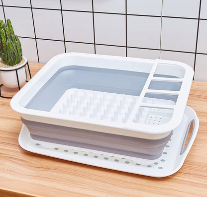 AAKitchen Collapsible Dish Rack and Drainboard Set Foldable Dish Drying Rack Portable Dish Drainer Storage Organizer Camping RV Kitchen Accessories for RV Campers Travel Trailers