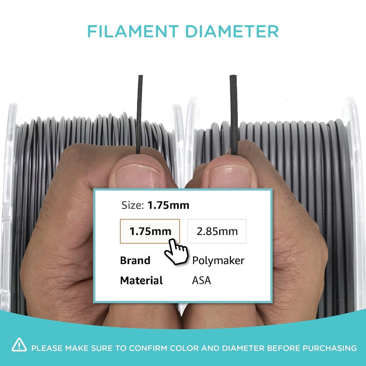 Polymaker ASA Filament 1.75mm Jet Black, 1kg 3D Printing Filament, Heat & Weather Resistant - ASA 3D Printer Filament Perfect for Printing Outdoor Functional Parts