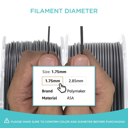 Polymaker ASA Filament 1.75mm Jet Black, 1kg 3D Printing Filament, Heat & Weather Resistant - ASA 3D Printer Filament Perfect for Printing Outdoor Functional Parts