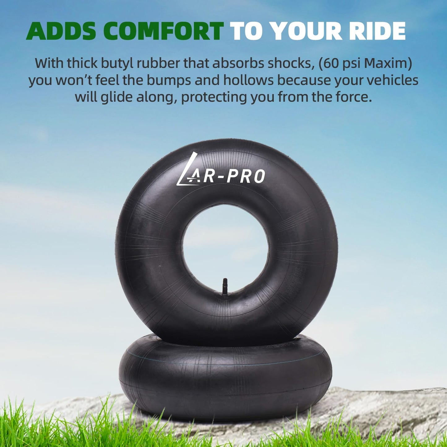 18x8.50/9.50-8 Replacement Inner Tube with TR-13 Valve Stem (2-Pack) - for Golf Cart/Tractor/Lawn Mower and More