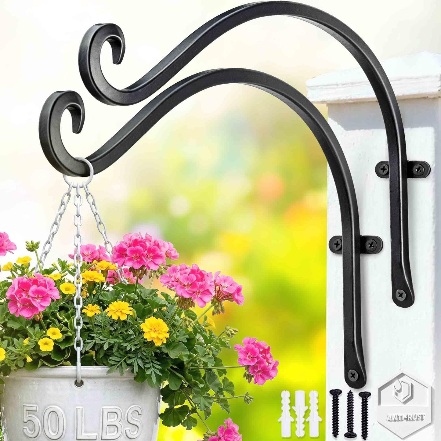 Qiang Ni- Bird Feeders Hanger 2 Pieces 12 Inch Outdoor Plant Hanging Bracket More Stable and Sturdy Hanging Plant Bracket 12Inch Black