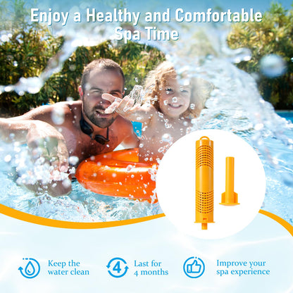 4 Pack Spa Mineral Sticks for Hot Tub, WIOR Silver Ion Cartridge with 4 Months Lifetime Mineral Cartridges Sticks for Hot Springs Spa Keeps Water Crystal Clean (Yellow, 4 PCS)