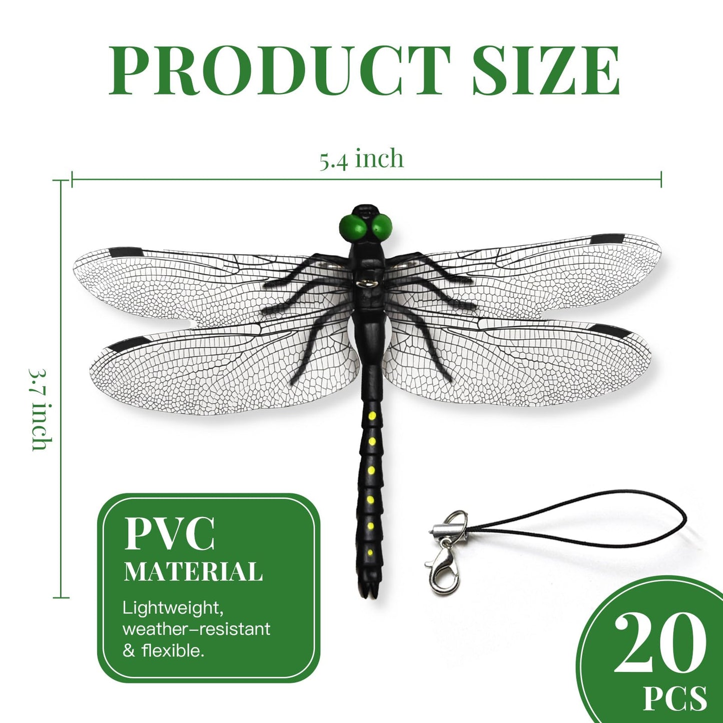 20pcs Dragon Fly Hat Clip, Artificial Dragon Fly Clips Repelling Supplies for Bugs, Realistic Simulated Dragonfly Keychain Attach to Backpack Hat for Indoor Yard Garden Plant Decor