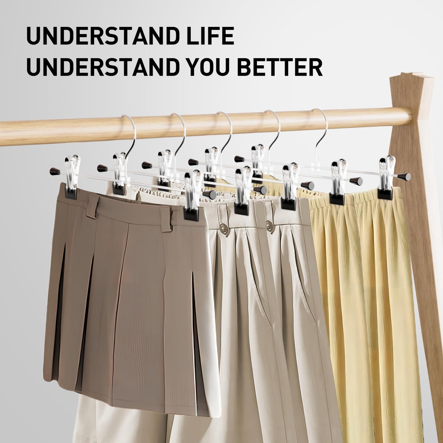 Clothes Hangers, IDMAX Adjustable Heavy Duty Hangers with Non-Slip Clips Pants Hangers Stainless Steel Skirt Coat Suit Hangers Stackable Coat Hangers Clothes Hook Space Saving (30 Pack)