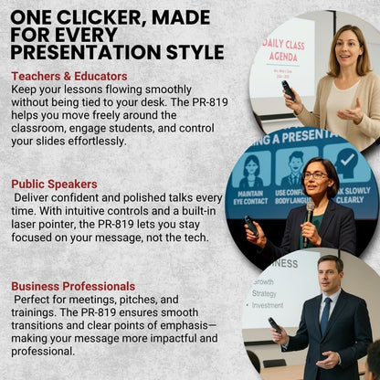 Red Star Tec Wireless Powerpoint and Keynote Presentation Remote Clicker PR-819 (Black, 1 Pack)