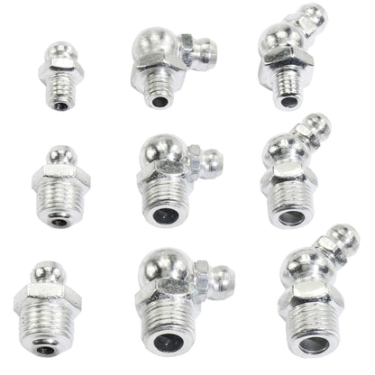 Taxutor 160-Pieces MM Metric Hydraulic Zerk Grease Fitting Assortment Set Kit - M6 M8 M10 Straight, 45 Degree, 90 Degree Angled Grease Zerk Fittings