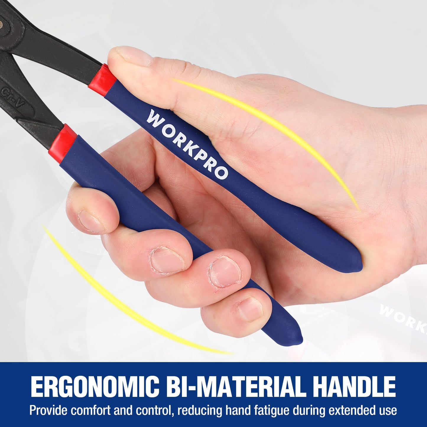 WORKPRO 2 Piece Groove Joint Pliers Set, 7 & 10-Inch Fast Adjustable Water Pump Pliers, V-Jaw Tongue and Groove Pliers in CRV Steel