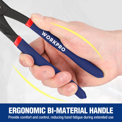 WORKPRO 2 Piece Groove Joint Pliers Set, 7 & 10-Inch Fast Adjustable Water Pump Pliers, V-Jaw Tongue and Groove Pliers in CRV Steel