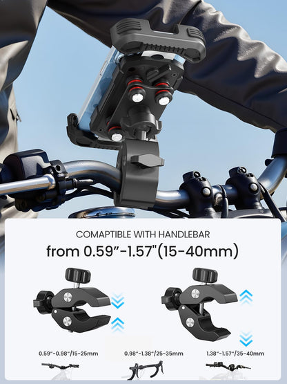 Tounee Bike Phone Mount Holder with Dual Vibration Dampener - Quick Release Handlebar Clip for Bicycle/Cycling, Upgraded Anti-Shock Design Fits iPhone 16/15/14 Pro Max & 4.7-6.7" Phones (Green)