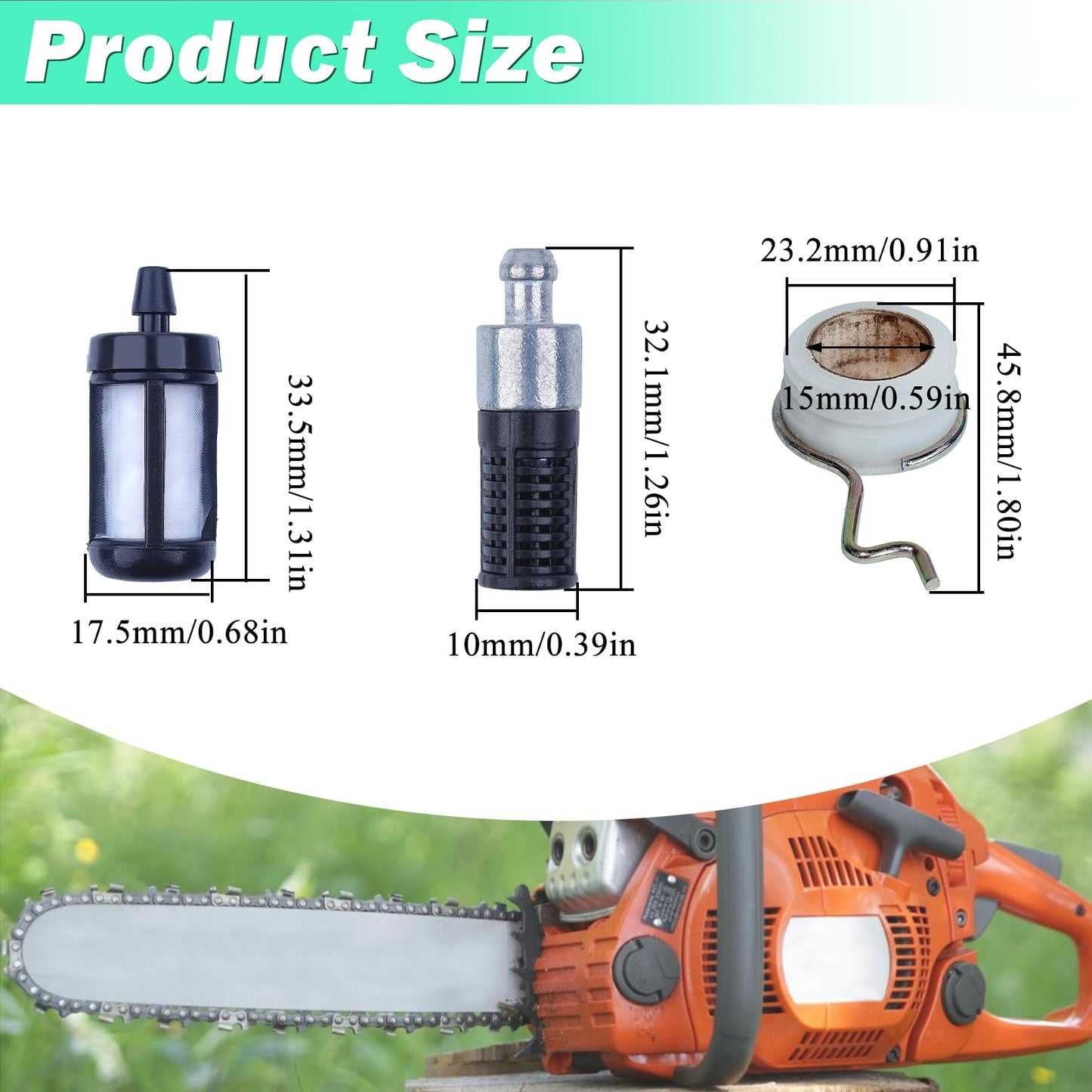 Adefol Oil Pump Worm Gear Fuel Oil Hose Filter Kit for Stihl 025 023 021 MS250 MS230 MS210 Chainsaw Parts 11231412200 11236403200 Intake Manifold Boot