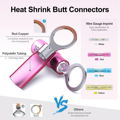 KYHSHJ Female Spade Connectors - Heat Shrink Spade Connector Kit - Quick Disconnect Wire Connectors - Electrical Spade Terminals - Blue 16-14AWG 150 PCS