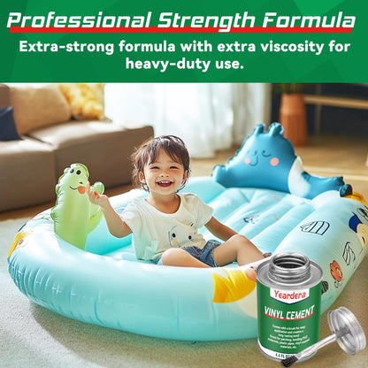 Vinyl Cement, High Strength Vinyl Glue, Waterproof PVC Cement, High Strength Pool Patch Repair Kit Underwater for a Variety of Inflatables, Pool Liners, Tarps, Hot Tubs, Air Mattresses(4.4oz)