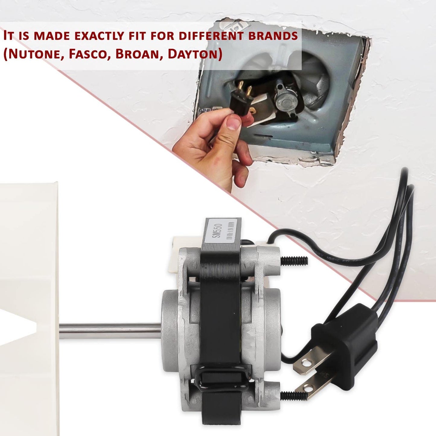 SM550 Universal Bathroom Vent Fan Motor by Seentech - Compatible with Broan Nutone - Repalces: EM550, 65100, C65878 VFM100, E498-1, 82423K, K111, EM750, SM550