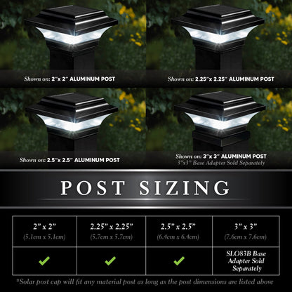 Classy Caps Imperial Solar Post Cap - Black SLO82B – Fits 2.5"x2.5", 2.25"x2.25", and 2"x2" Post Sizes, High-Performance Solar LED, Durable Cast Aluminum Construction