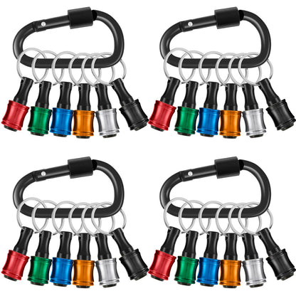 24Pcs Carabiner Bit Holder Keychain 1/4 inch Hex Hex Shank Drill Bits Holder Universal Bit Holder Key Chain Quick Release Bit Holder Extension Bar Screwdriver Bit Holders Gifts for Men