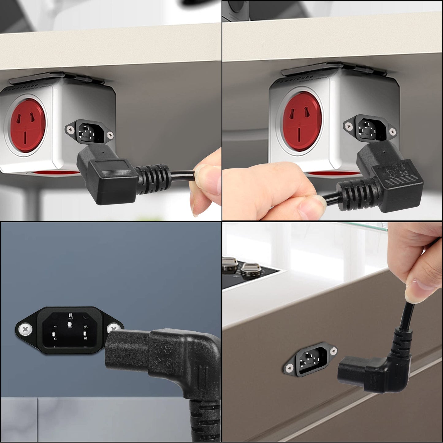 3 Prong Coiled Spiral Power Cord YACSEJAO 18AWG Coiled Spiral NEMA 5-15P Up Angle to C13 AC Power Cable for Computer Plasma TV Printer Monitor (5-15P Up Angle to C13 Left Angle)